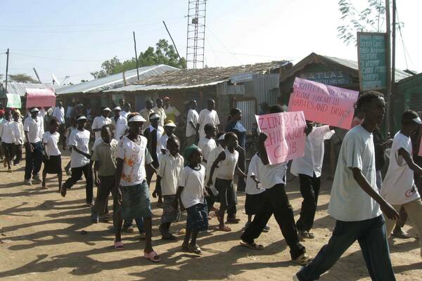 Refugees marching on the International Day of the Child in Kenya