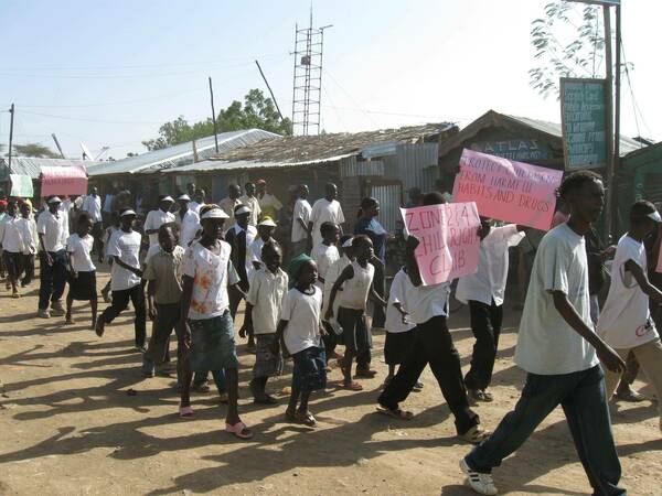 Refugees marching on the International Day of the Child in Kenya